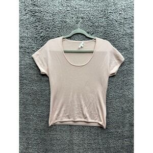 Max Mara Knitted Silk Blend Short Sleeve Crop Top Light Pink Womens Size L